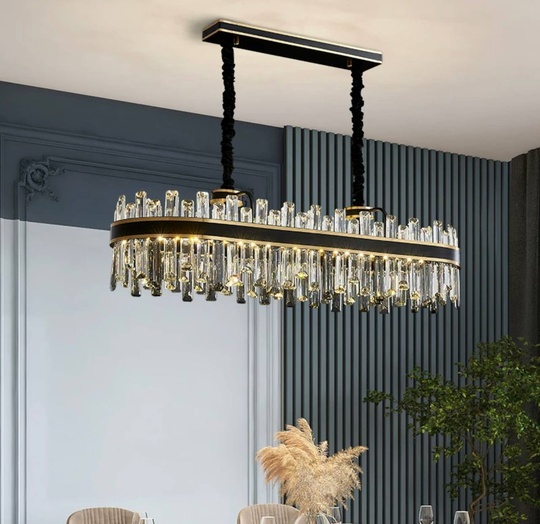 Люстра подвесная BIRGUN 80*23 золото, черный, кристалл, металл, E14.