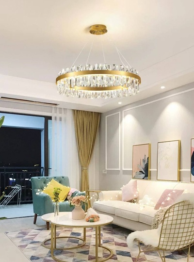 Люстра подвесная, медный, хрусталь, ELABORATIFUL 60*18, металл, LED.