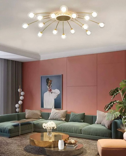 Люстра золотая Exalor, металл, стекло, 97*17 см, светодиодная, LED, G9