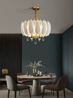 Люстра подвесная, золото, стекло, хрусталь, FELIX 60*42 металл, E14.