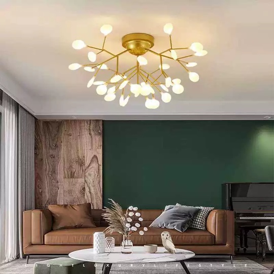 Люстра золотая Mira металл, стекло матовое, 80*45 см, G4