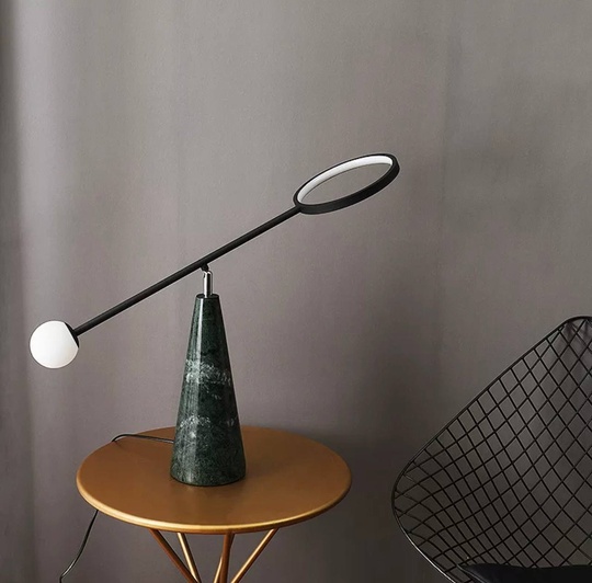 Настольная лампа LEO 55*64, мрамор, зеленый.