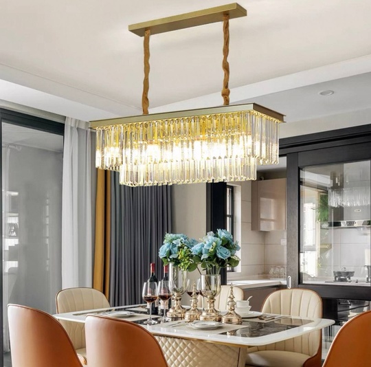 Люстра подвесная, золотой, кристалл, GINA 60*28, металл, E14.