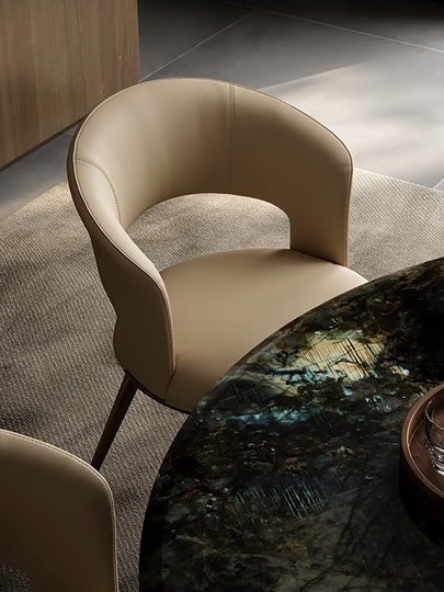 Обеденный стул молочный, Gofo, 57*76*58 см, кожа