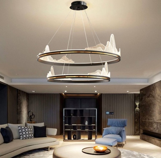 Люстра подвесная, черный, ПММА, ABBAS BLACK 60*80, металл, LED