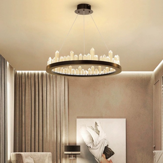 Люстра подвесная, черный, кристалл, LOGAN 80*11 металл, LED.