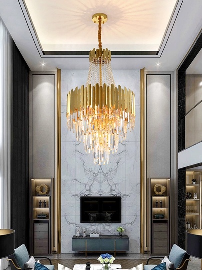 Люстра подвесная, золото, кристалл, BISCUIT 120*200 металл, E14.