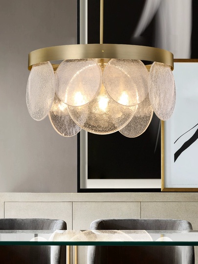 Люстра подвесная, бронза, стекло, RYAN 45*30 металл, E14.