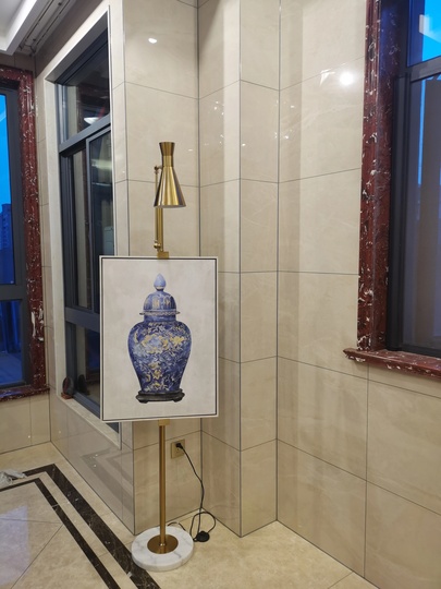 Торшер белый бронза Alqora, 50*170 см, LED, Е27, мрамор, 24 Вт