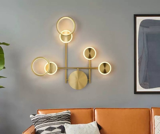 Настенный светильник, Бра, HENRY 57*62, золотой, металл, LED.