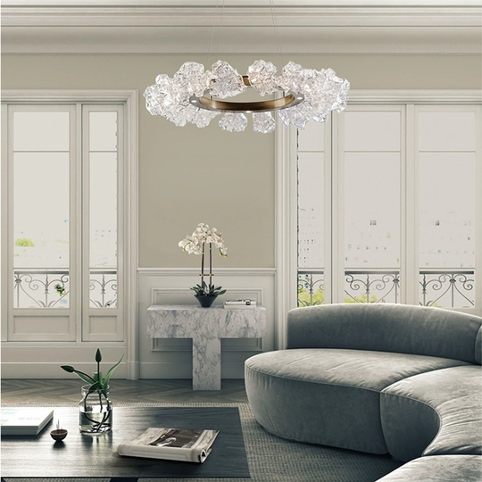 Люстра подвесная медная OKideo, металл, трос 100 см, 80*80 см, LED