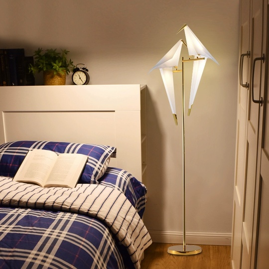 Торшер журавль-оригами, золото Shadoof Two 75*165, LED, металл, ПММА