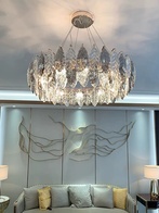 Люстра подвесная BIRICIK 100*25 золото, дымчатый, кристалл, металл, E14.