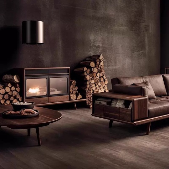 Прямой диван Taylor темный орех, кожа, 260*100*85 см