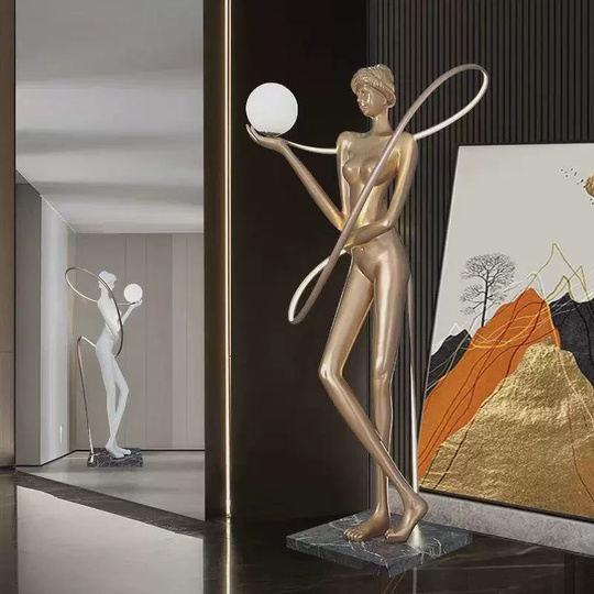 Торшер золото, мрамор Ribbon, 130*60*180 см, LED, Е27, смола, стекловолокно, 24 Вт