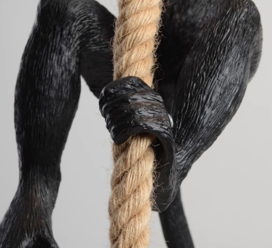 Светильник обезьяна на канате, черная monkey, E27, 40 Вт