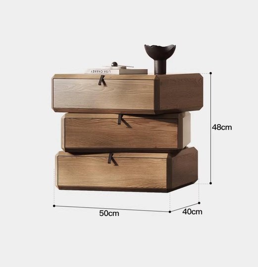 Тумбочка прикроватная, крутящиеся ящики, ореховый цвет, 3 ящ., 50х40х48 см