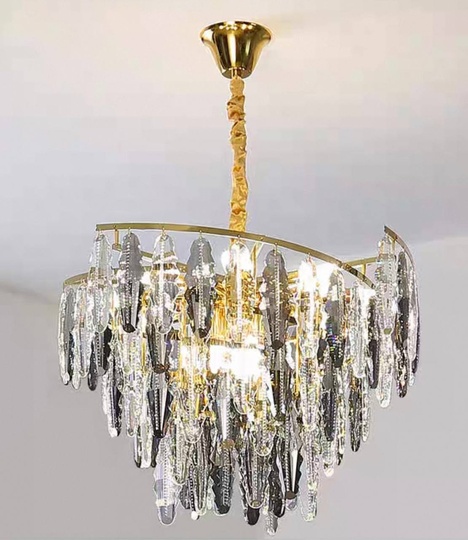 Люстра подвесная, золото, хрусталь, HARISH 100*55 металл, E14.