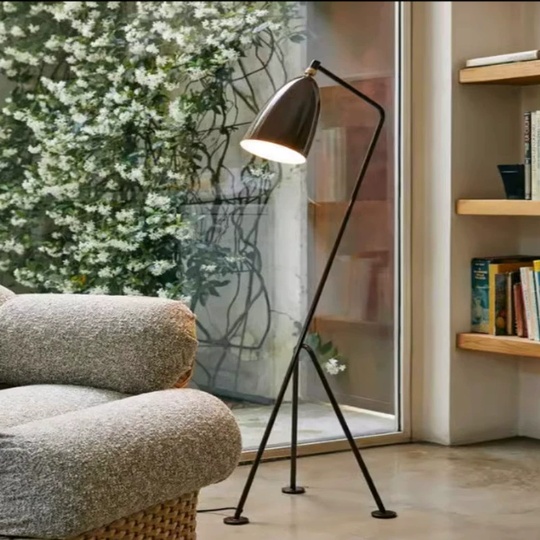 Торшер, черный, белый Luka 45*153, светодиодный, E27, металл