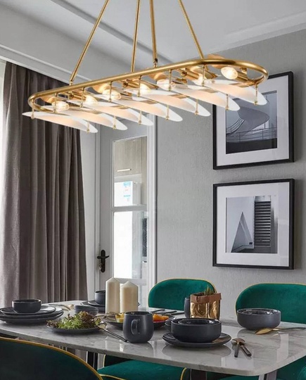 Люстра подвесная, бронза, DERYA 126*10, стекло, металл, E14.