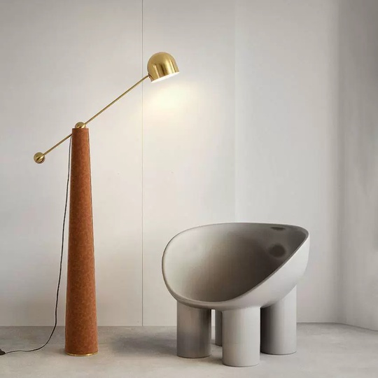 Торшер коричневый Aurexis, 85*175 см, LED, E27, кожа, металл, 14 Вт