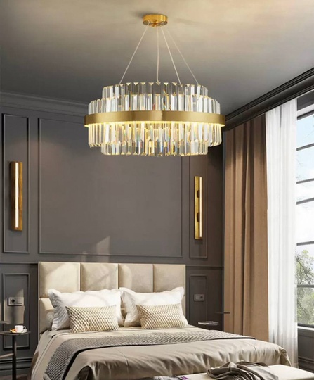 Люстра подвесная, бронза, хрусталь, VINTAGE 100*36, металл, LED.