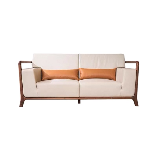 Прямой диван Alec ореховй, кожа, 192*100*83 см