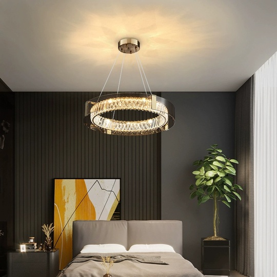 Люстра подвесная, хром, хрусталь, BELLA 80*9 металл, LED.