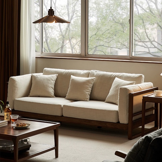 Прямой диван Sadie темный орех, ткань, 220*90*84 см