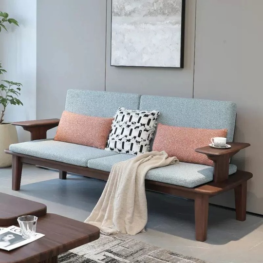 Прямой диван Clark темный орех, дерево, ткань, 180*80*90 см