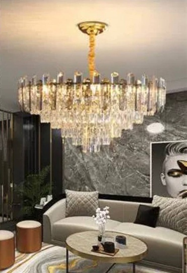 Люстра подвесная ALIM 75*53 золото, кристалл, металл, E14.