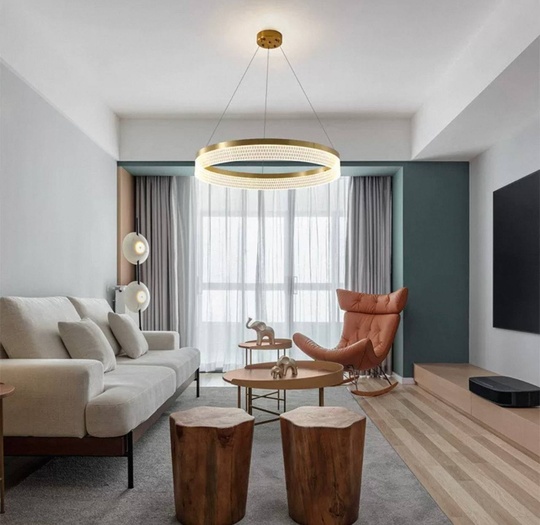 Люстра подвесная, медь, ПММА, ABDON 80*8, металл, LED