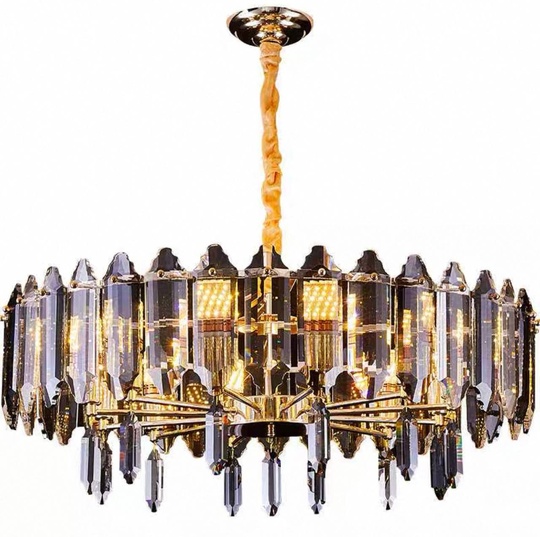 Люстра подвесная, золото, хрусталь, KISS 60*30 металл, E14.