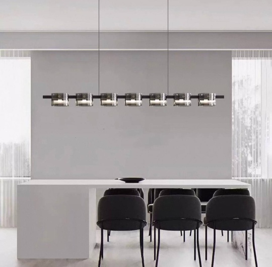 Люстра подвесная, черный, стекло, SUSURRUS 140*17, металл, G9.