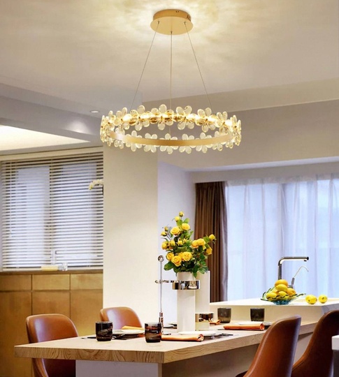 Люстра подвесная, золото, хрусталь, AXTON 40*120, металл, LED