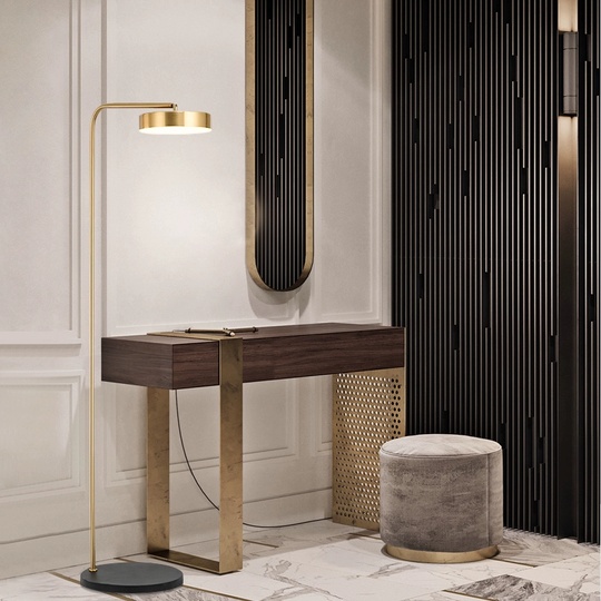 Торшер, бронза, черный Vesper 30*155, LED, металл