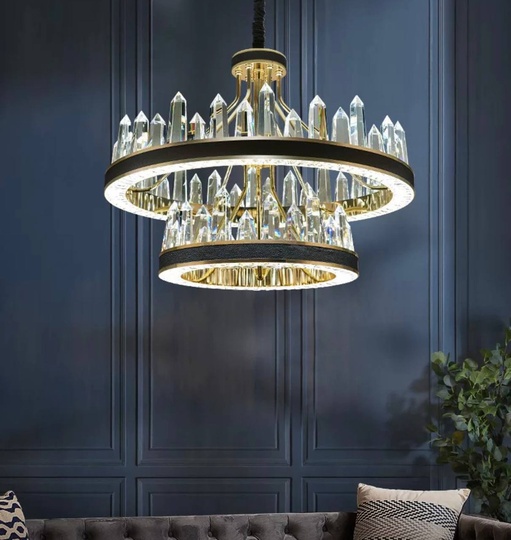 Люстра подвесная ALBENI 80*40 золото, кристалл, металл, LED.