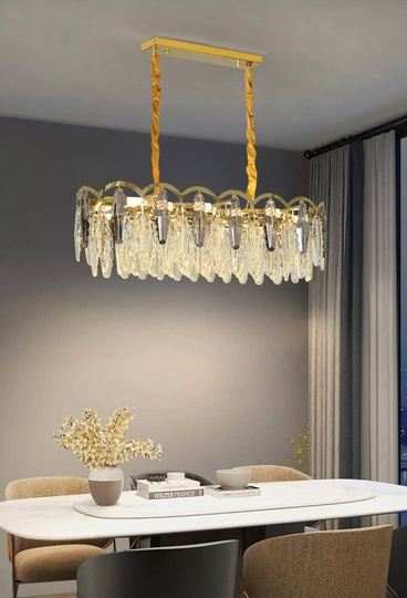 Люстра подвесная, медь, пепельный, кристалл, GULUS 100*28, металл, Е14.