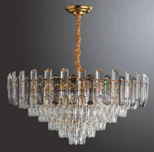 Люстра подвесная ALIM 75*53 золото, кристалл, металл, E14.