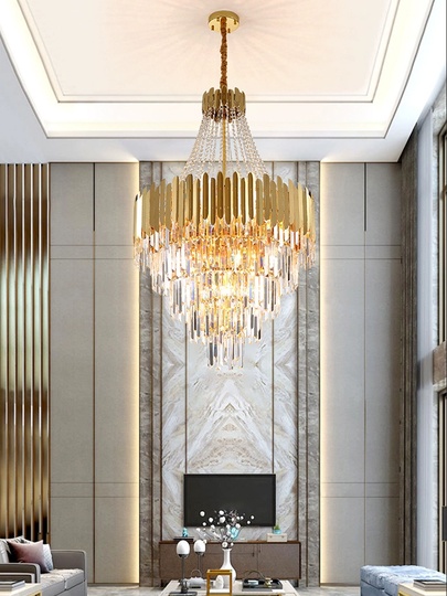 Люстра подвесная, золото, кристалл, BISCUIT 80*120 металл, E14.