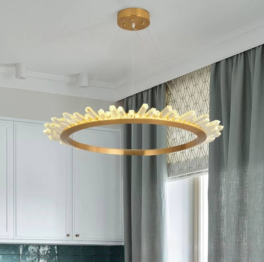 Люстра подвесная, золото, кристалл, KESTER 120*15 металл, LED.