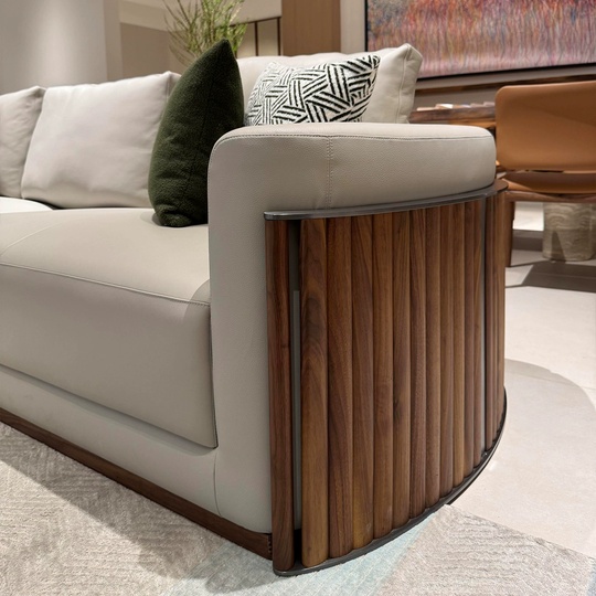 Прямой диван Cook черный орех, кожа, 190*92*90 см