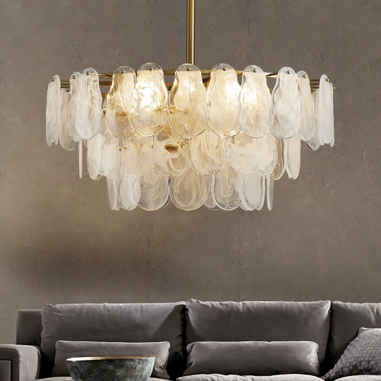 Люстра подвесная BIRCAN 80*35 бронза, стекло, металл, E14.