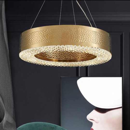 Светильник подвесной золотой Elquinox, металл, трос 65 см, 80*13 см, Е14