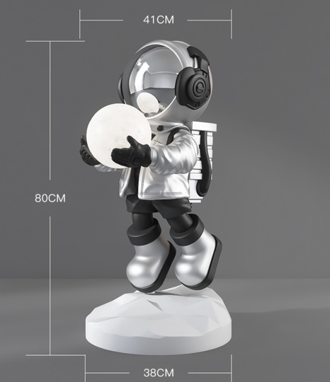 Торшер космонавт в шлеме, белый, 40*80 см, LED, 3 переключения света