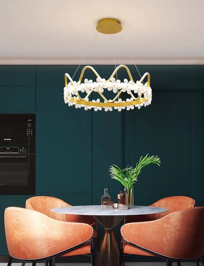 Люстра подвесная, золото, хрусталь, NOAH 80*20, металл, LED