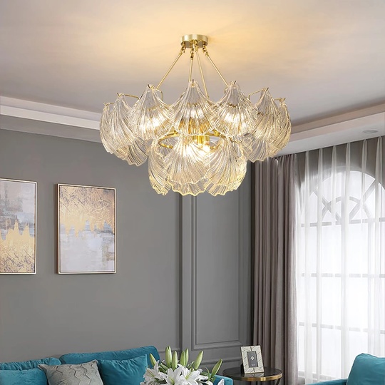 Люстра подвесная, медь, стекло, GUNEL 80*38, металл, Е14.