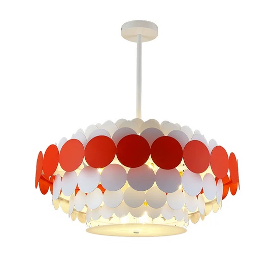 Люстра подвесная, красный, белый ПММА, ADOLPH 60*80, металл, Е14