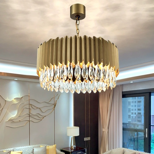 Люстра подвесная, золото, хрусталь, LUCY 80*30, металл, E14.