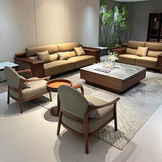 Прямой диван Turner темный орех, кожа, 230*91*90 см